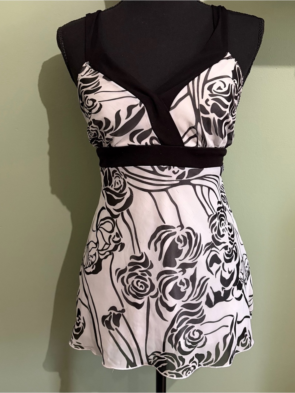 Tempted Black & White Floral V-Neck Top